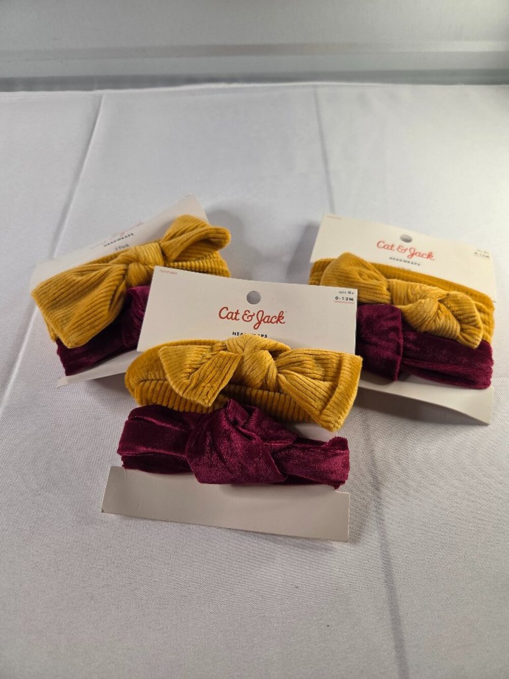 NWT Cat & Jack Baby Headbands Mustard Burgundy 0-12M Lot Set of SIX Headbands